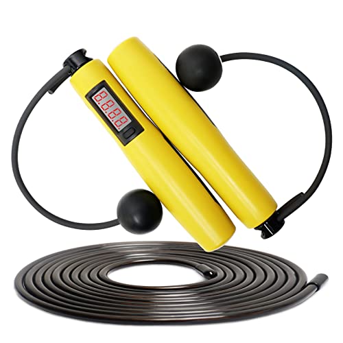 Electronic Jump Rope Fitness Counter: Jump Rope for Women Counting Exercise Jumprope for Crossfit Boxing Count Digital Ropeless Skipping Jumping Rope Workout Adjustable Speed Rope Adults Kid