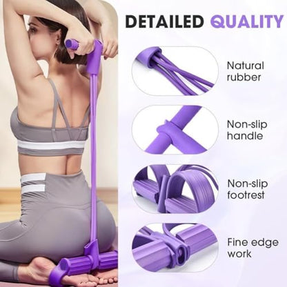 6 Tube Pedal Resistance Band Device, Foot Pedal Resistance Band with Handle, Multifunction Pilates Bar Kit Exercise Accessories Home Workout Equipment for Women Gym Arm Waist Leg Training