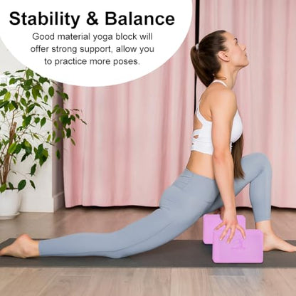 RETON Yoga Blocks Set, High - Density Yoga Block with 2 Strap, Lightweight Foam Brick Yoga Pilates Blocks, Anti-Slip Yoga Brick with Embossed Design for Posture Adjustment and Movement Assistance