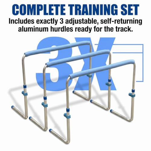 Amber Track and Field Self Return Aluminum Hurdle Midi Adjustable from 24" to 36" (Set of 3)
