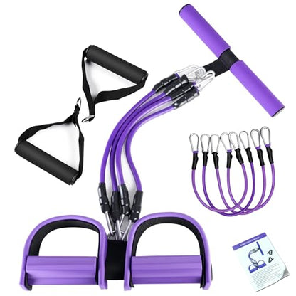 Upgrade 4-Tube Pedal Ankle Puller Resistance Bands with Two Extra Handles,Pedal Puller Resistance Band with Handle for Home Gym,Yoga & Pilates,Ideal to Tone Arms,Abs,Waist Unisex