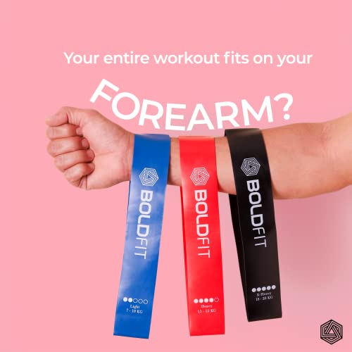 Boldfit Resistance Bands Mini Loop Set, Multicolor, Pack of 5 | Hip Band, Booty Belt, Latex Band, Theraband for Fitness, RMiniloop1