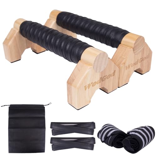 Solid Wood Parallettes Push Up Bars for Home & Gym, Durable Wooden Calisthenics Equipment with Non-Slip Grip, Full Body Strength & Balance Training