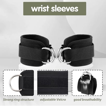 2 Pcs Wrist Cuffs Lifting Straps with D Rings, Weight Lifting Straps Wrist Strap for Weightlifting Adjustable Gym Weightlifting Strap for Cable Machines Strength Training Bodybuilding Deadlifting