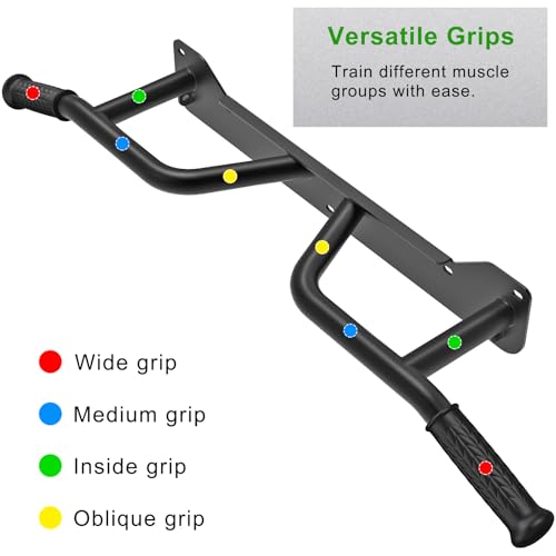 SELEWARE Heavy Duty Welded Pull Up Bar Wall/Joist/Ceiling Mount Chin Up Bar - color: D1: Black Wall Mount Pull Up Bar