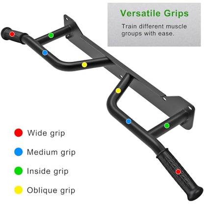 SELEWARE Heavy Duty Welded Pull Up Bar Wall/Joist/Ceiling Mount Chin Up Bar - color: D1: Black Wall Mount Pull Up Bar
