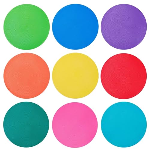 Spot Markers 4 Inch 9 Inch Non Slip Rubber Floor Markers Flat Field Cones Poly Dots for Classroom Dance Sports Soccer Basketball Speed Agility Training