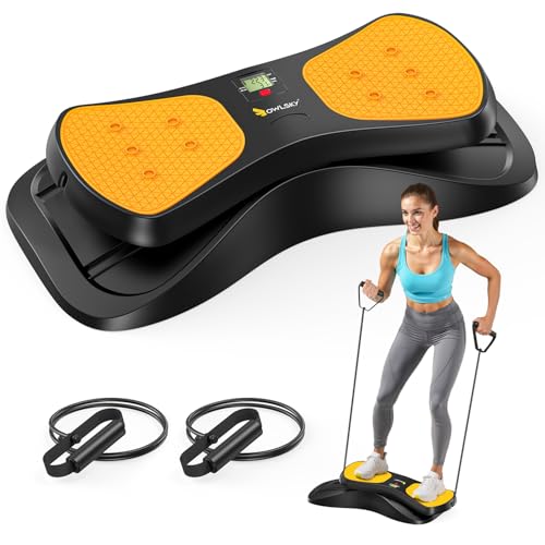OWLSKY Balance Board with Resistance Bands, Portable Rock Stepper Featuring LCD Monitor, 330 lbs Capacity Ski Machine for Full Body Workout