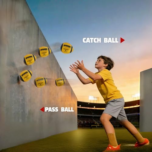 PassCatch Training Football for Youth&Kids(Ages 5-14),Fatherless Bounce Back Size 7 Football Practice Equipment,Solo Passing Catching Training Hand-Eye Coordination (Deflated)