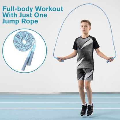 10 Pack Beaded Jump Rope for Kids, Upgraded Segmented Jumping Rope with Soft Anti-slip Handles Tangle-Free Segmented Jump Rope Adjustable Skipping Rope Speed Rope for Men & Women