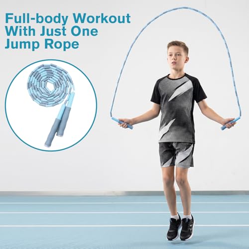 8 Pack Beaded Jump Rope for Kids, Tangle-Free Upgraded Segmented Jumping Rope for Workout, Adjustable Skipping Rope Speed Rope for Men Women with Soft Non-slip Handles