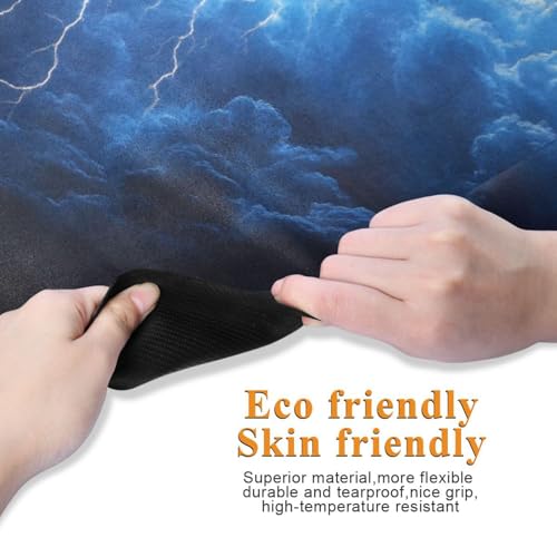 Kigai Travel Yoga Mat 71" x 24" Non Slip Natural Rubber Foldable Exercise Mat Ultra Thin 1.5mm Lightweight for Fitness, Pilates & Home Workout, Blue Lightning