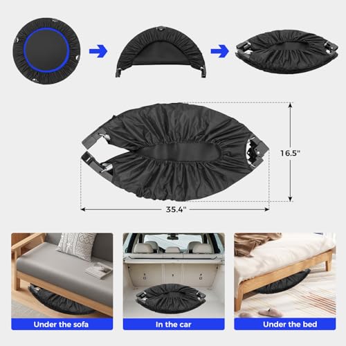 40"/48" Rebounder Trampoline for Adults Mini Trampoline for Adults and Kids Exercise Rebounder with Bar Fitness Trampoline Indoor Height Adjustable Max Load 330/440lbs - color: Blue-48in