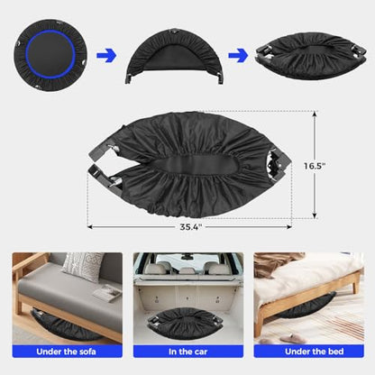 40"/48" Rebounder Trampoline for Adults Mini Trampoline for Adults and Kids Exercise Rebounder with Bar Fitness Trampoline Indoor Height Adjustable Max Load 330/440lbs - color: Blue-48in