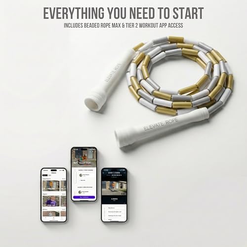 Pro-Grade Beaded Jump Rope for Beginners - color: White/Silver/Gold