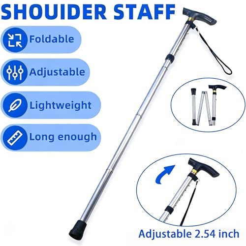 Foldable Shoulder Wand for Physical Therapy & Rotator Cuff Rehab, Lightweight Portable Stretching Tool, Long Enough Exercise Equipment for Shoulder Strength & Mobility