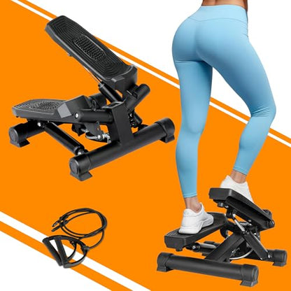 YSSOA Mini Stepper with Resistance Band - color: Black
