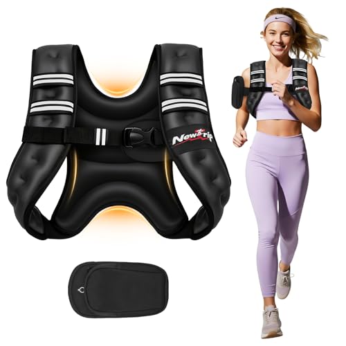 Weighted Vest Women & Men - 5lbs/8lbs/10lbs/12lbs/15lbs/20lbs/25lbs/30lbs Adjustable Weight Vest with Detachable Phone Pouch - Ideal for Rucking,Walking,Weight Loss,Training&Running - size: 5 lb