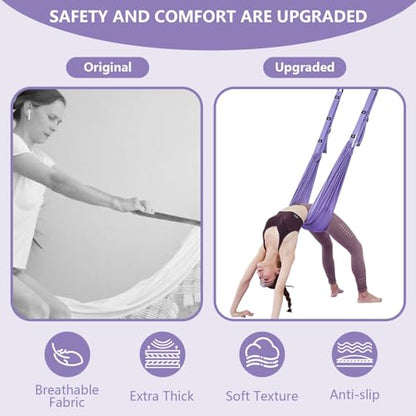 Yoga Stretching Strap, Adjustable Height Leg Stretch Strap Waist Back Stretch Band Aerial Yoga Anti-gravity Inversion Exercises Door Flexibility Tensile Trainer for Rehab Pilates Dance Splits