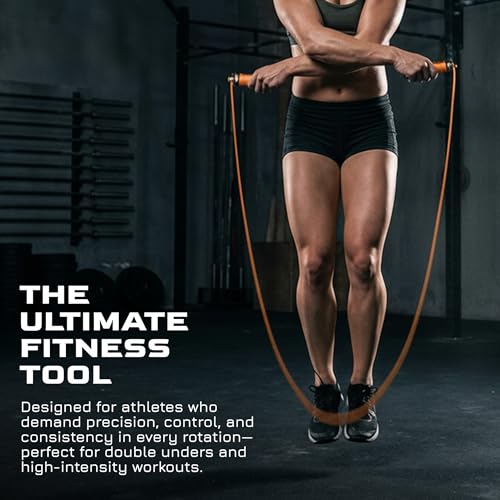 WOD Nation Attack Speed Jump Rope Adjustable Dual-Cable Skipping Rope for Men, Speed & Weighted Options, Fast Fold-Over Adjustment Durable Adult Boxing Rope for Fitness, Cardio Home Gym & Cross Training - color: Orange