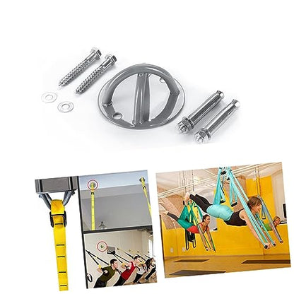 Happyyami Yoga Swing Hammock Gym Equipment for Home Yoga Swing Ceiling Mount Wall Anchor Bracket Steel Plate Gymnastic Ring Mount Bracket for Suspension Strap Trainer Rings Wall Hanging