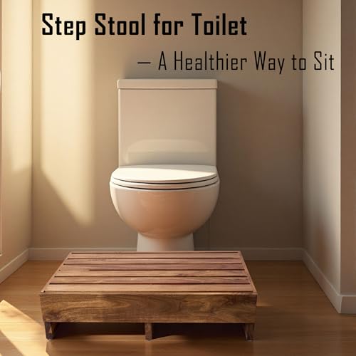 Acacia Wood Step Platform (25'' L x 16'' W x 6.5'' H, No Assembly Required), Outdoor Steps with Non-Skip Pads for Seniors, Wooden One Step Stool for Bed, Stair, Bathroom, Kitchen, Garden