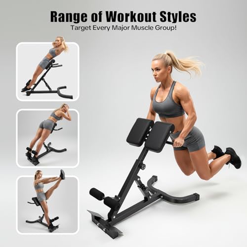 Roman Chair Back Extension Machine Foldable 5 Position Sit up Multi-Functional Hyperextension Back Strength Exercise Bench 330 lbs for Home Workout Gym Fitness Equipment