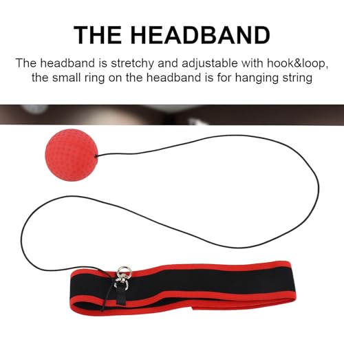 Boxing Reflex Ball, Bouncy Boxing Head Ball, Rubber Reflex Training Balls with Adjustable Black Headband for Speed and Hand Eye Coordination Training, Red Balls, 90g