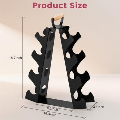Dumbbell Rack Stand Only (Dumbbells not Included), Compact A-Frame Weight Rack with Wooden Handle, for Home Gym Workout