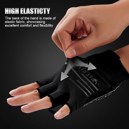 Cycling Gloves for Men and Women, Half Finger Padded Bike Gloves - color: Black, size: Medium