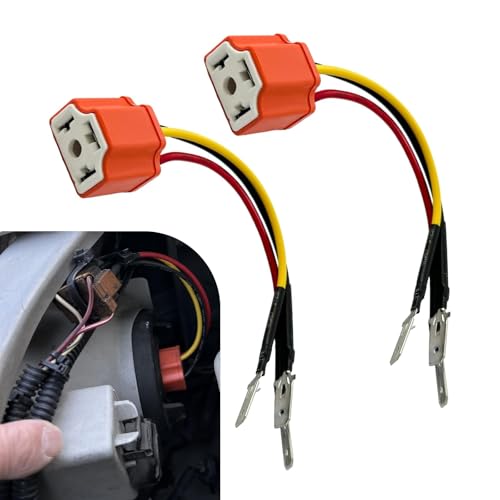 2PCS H4 HB2 9003 Wiring Harness Headlight Socket, 16AWG Headlight Connector, Headlight Fog Light Retrofit Car Accessories, for Car, Boat (Orange)