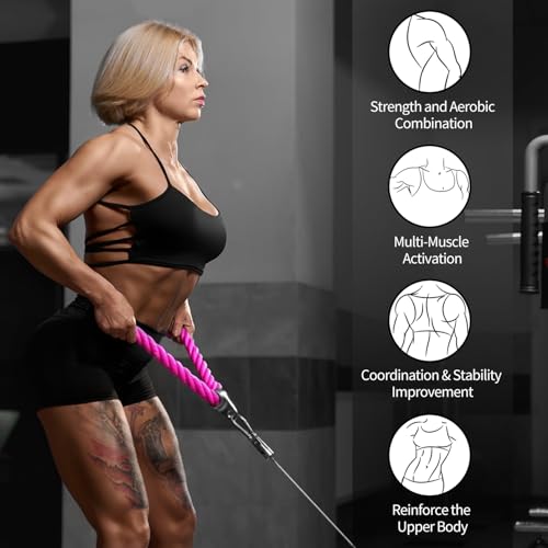 DkOvn Tricep Rope, 27 Inches Cable Machine Attachment, Pull Down Attachments with Carabiner, for Gym Home Workout Exercise - size: 27-inch