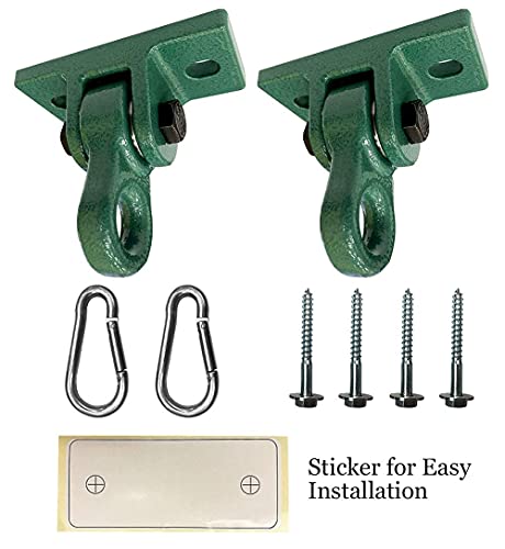 ABUSA Heavy Duty Green Swing Hangers Screws Bolts Included Over 5000 lb Capacity Playground Porch Yoga Seat Trapeze Wooden Sets Indoor Outdoor 2 Pack