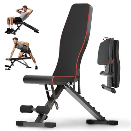 2026 ALSO GO New Adjustable Weight Bench, Workout Benches with Leg Extension, Foldable Incline Decline Bench Press, Roman Chair, Full Body Strength Training Equipment for Home Gym - color: Deep Black
