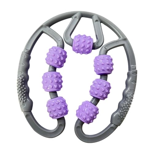 Qianly Muscle Roller for Legs Portable 7 Wheel Massage Roller Body Massager with Ergonomic Handles Manual Fitness Equipment for Home, Gray Purple - color: Gray Purple