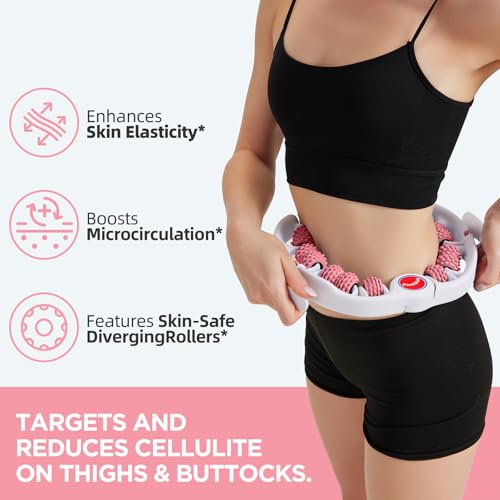 Cellulite Massage Tool, Anti-Cellulite Roller - Lymphatic Drainage Massager - Muscle Roller, Deep Fascia Massage, Dimpled Skin Removal, Legs/Thighs/Buttocks, Smooth Skin (14 Wheel - Pink) - color: 14 Wheel -White Pink