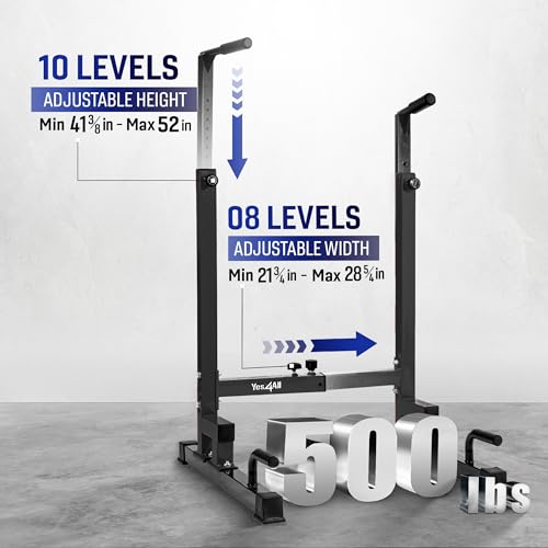 Yes4All Dip Stand 500 LBS Capacity, 80 Levels Adjustable Dip Bars, Dip Station Machine for Home Gym - color: Black