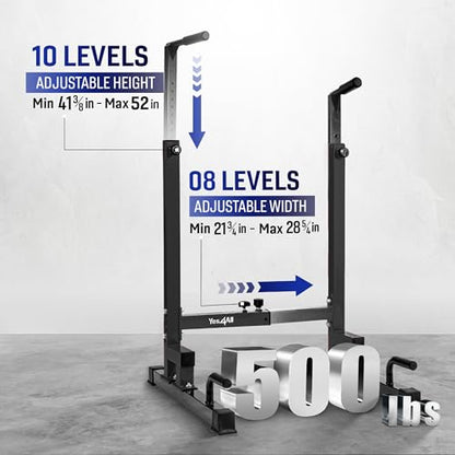 Yes4All Dip Stand 500 LBS Capacity, 80 Levels Adjustable Dip Bars, Dip Station Machine for Home Gym - color: Black