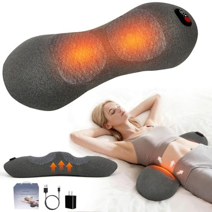 Smooth Triple Fusion Back Massager with Heat - Sciatica Pain Relief & Spine Decompression Device, Deep Tissue Massager for Lower Back Pain, Office Chair and Home Use (Black)