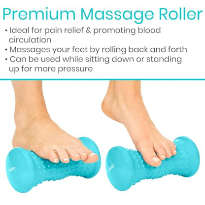 Vive Massage Ball Set (4 Piece) - Plantar Fasciitis Relief Foot Pain Hot Cold Therapy - Heel Spur, Sore Muscle, Trigger Point, Back, Arm, Neck, Shoulder, Leg Circulation Roller