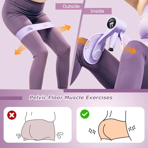 Thigh Trainer [2026 Upgraded], 12-80LB Thigh Trainer Thigh Exerciser, LED Pelvic Floor Exercise Devices, 360° Inner Thigh Exerciser, Thigh Hip Trainer Kegel Excerciser with 50LB Resistance Band