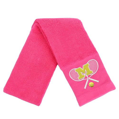 Tennis Towel,Tennis Gift for Men, Women,Lovers,13”x 43” Cotton Embroidered Tennis Towels (Pink, M) - color: Pink, size: Initial-M