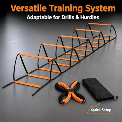Qianly Kids Agility Ladder, Speed Ladder Training for Football & Soccer, 15ft Agility Speed Ladder with Storage Bag, Team Conditioning Equipment, Agility Agility Ladder 10 Grid