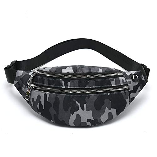 MOCE Waist Bag Fanny Pack for Men & Women Fashion Water Resistant Hip Bum Bag with Adjustable Belt for Travel Hiking Running Outdoor Sports.(Black/Gray Camo) - color: Black/Gray Camo