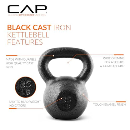 CAP Barbell Cast Iron Kettlebell - Singles and Sets, Multiple Weight Choices - size: 34.4 Pounds