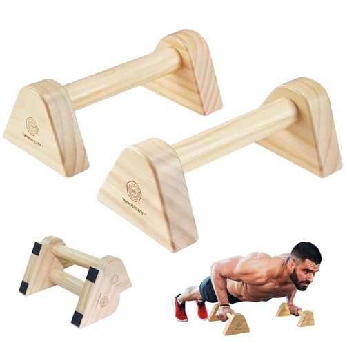2 PCS Wood Push Up Bars Stands with Non-Slip Base, Supports Aerobics and Upper Body Strength Training for Men and Women, Joint-friendly Beech Wood Home Fitness Equipment