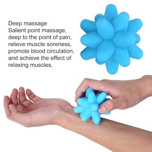 Dioche Spiky Massage Balls, 2 Colors Acupoint Physical Massage Balls, Lacrosse Ball Roller Set Perfect for Foot Massage, Deep Tissue Massage, Trigger Point (Blue)