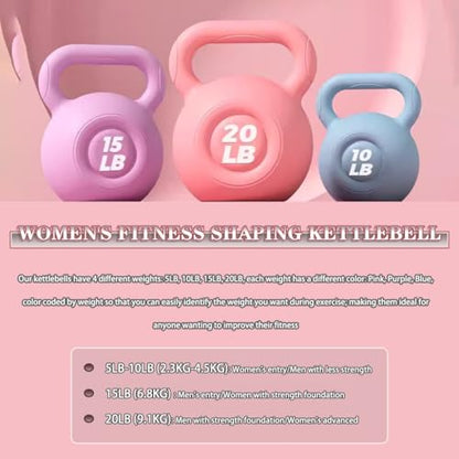Kettlebell Weights Women's Fitness Shaping Kettle Ball, Home Strength Training Equipment, No Damage to The Floor, Slimming Arms/Swinging/Squatting(Yellow,5LB)
