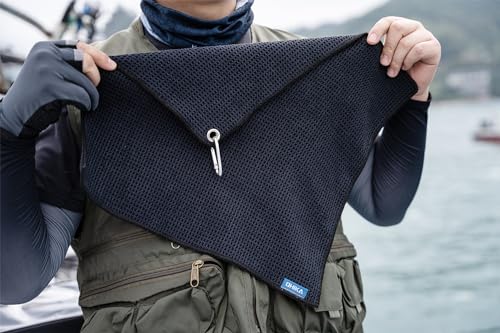 Microfiber Fishing Towels with Clip, Waffle Pattern for Effective Cleaning of Fishing Gears or Dirty Hands, 16” x 16”, Camping Towels, Hiking Towels, Pack of 3 (Black/Grey/Blue) - color: Black/Grey/Blue
