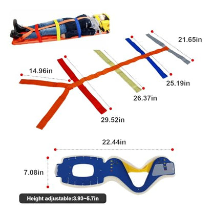 Emergency Foldable Spine Board Stretcher Kit with Head Immobilizer, Neck Brace, Spider Straps, Orange PE 2-Fold Water Floating Stretcher for First Responders & Emergency Services (2 Folds) - size: 2 Folds